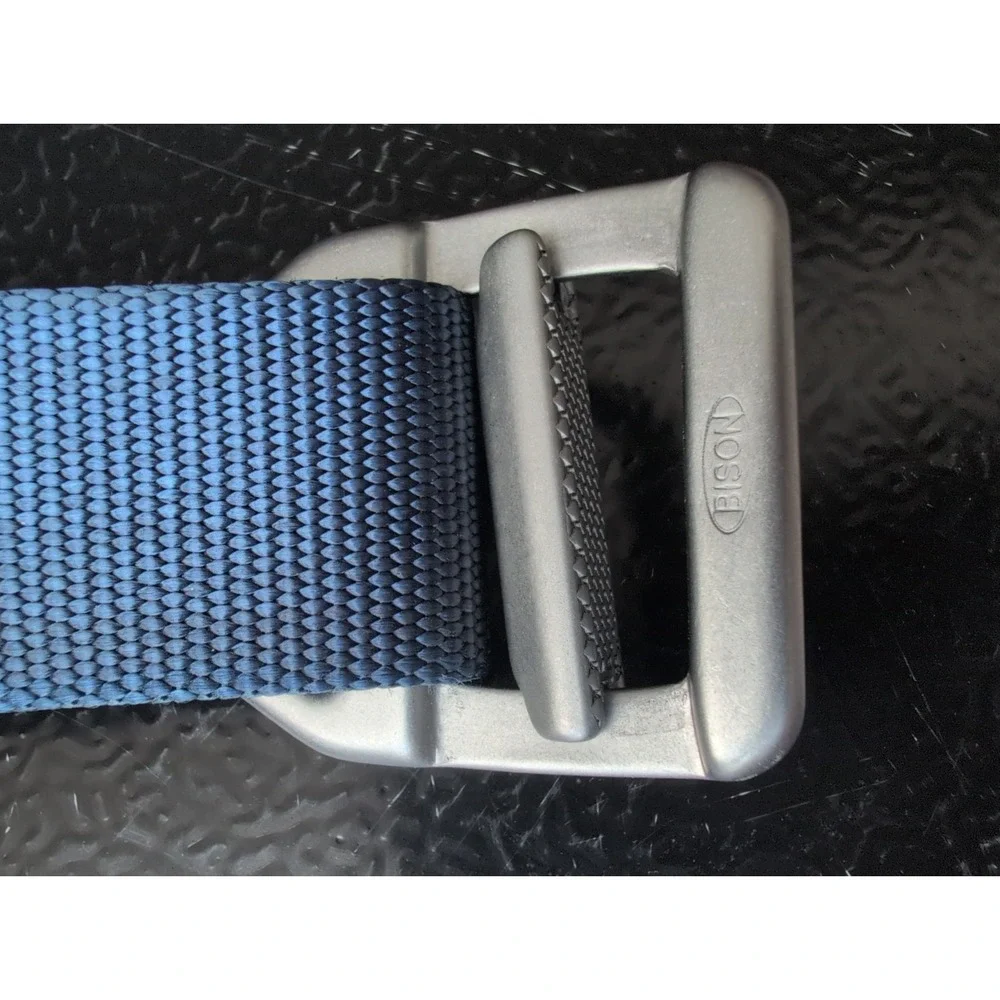 Bison Designs Heavy Duty Nylon Web Belt L Blue V-Ring Buckle Outdoor
